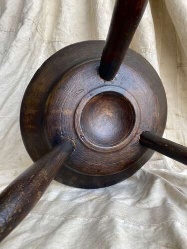 A traditional antique mid 19th century Welsh pole lathe turned dairy stool