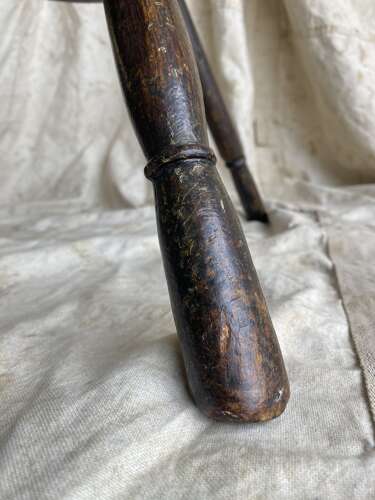 A traditional antique mid 19th century Welsh pole lathe turned dairy stool