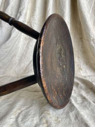 A traditional antique mid 19th century Welsh pole lathe turned dairy stool