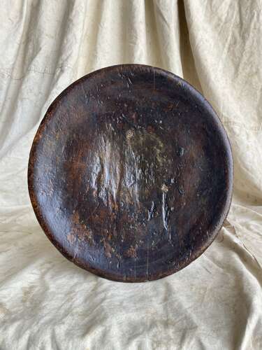 A traditional antique mid 19th century Welsh pole lathe turned dairy stool
