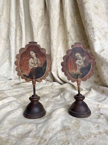 A pair of antique 18th century German ecclesiastical procession pole attachments