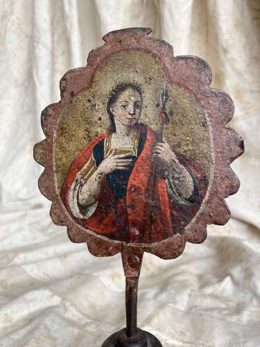 A pair of antique 18th century German ecclesiastical procession pole attachments