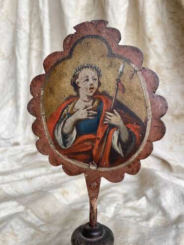 A pair of antique 18th century German ecclesiastical procession pole attachments