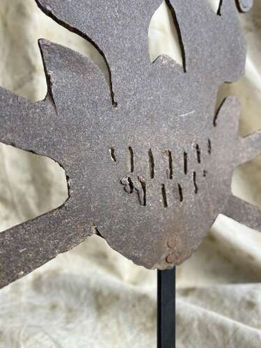 A large rare 1930s skull and crossbones Italian dynamite factory danger sign