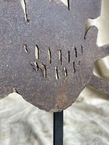 A large rare 1930s skull and crossbones Italian dynamite factory danger sign