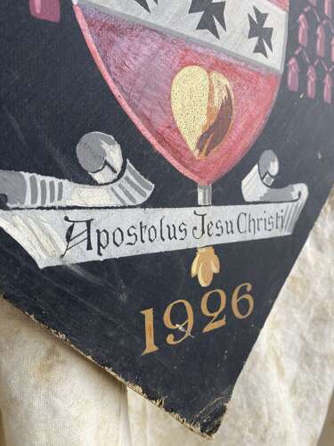 A rare antique Belgian Obiit hand painted funerary hatchment
