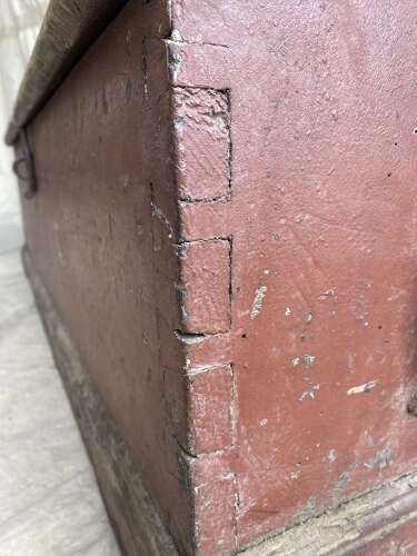 A rare Georgian antique painted pine shipwrights chest