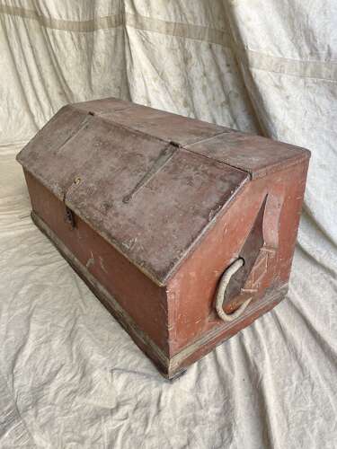 A rare Georgian antique painted pine shipwrights chest