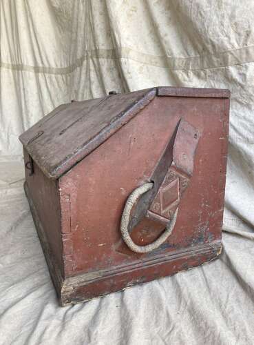 A rare Georgian antique painted pine shipwrights chest