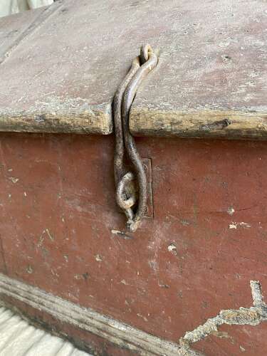 A rare Georgian antique painted pine shipwrights chest