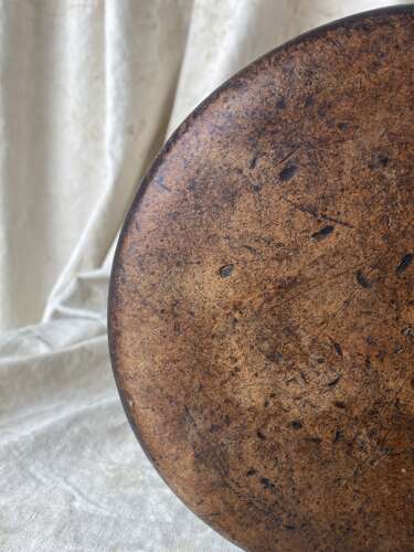A charming Scottish 19th century burr elm antique candle stool