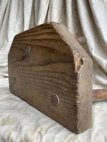 A rustic antique 19th century Welsh pine dairy stool