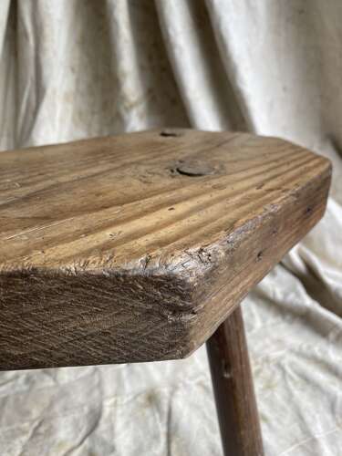 A rustic antique 19th century Welsh pine dairy stool