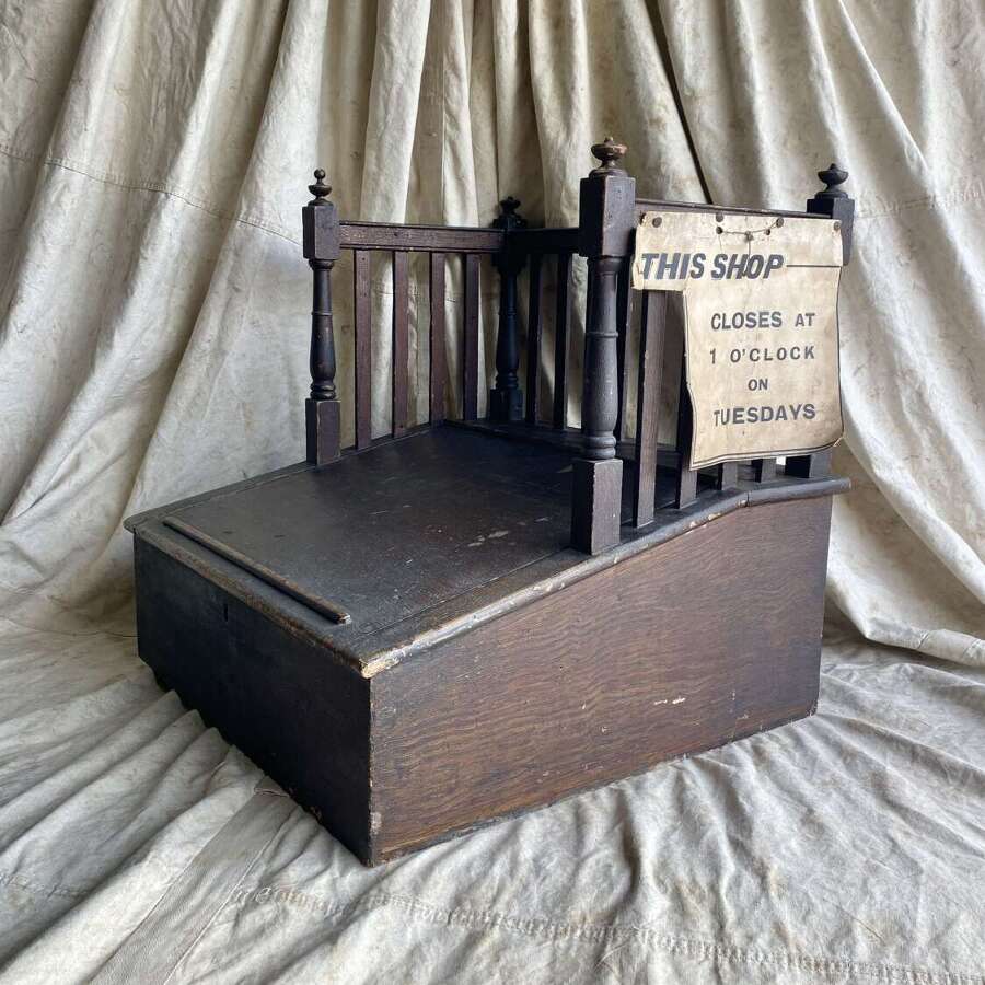 A Victorian antique pine scumble glaze shop clerks table top desk