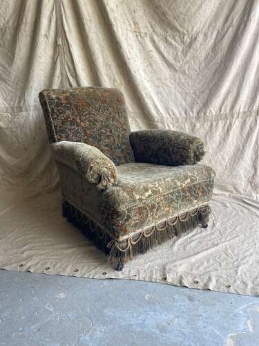 A Scottish antique Victorian Howard style deep seat country house armchair