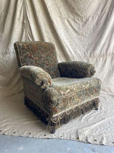 A Scottish antique Victorian Howard style deep seat country house armchair
