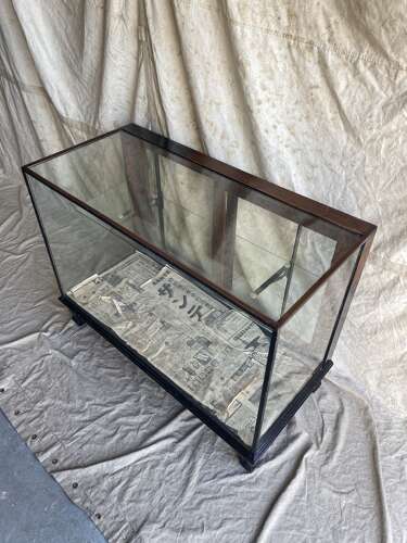 An Edwardian antique glazed small shop display counter