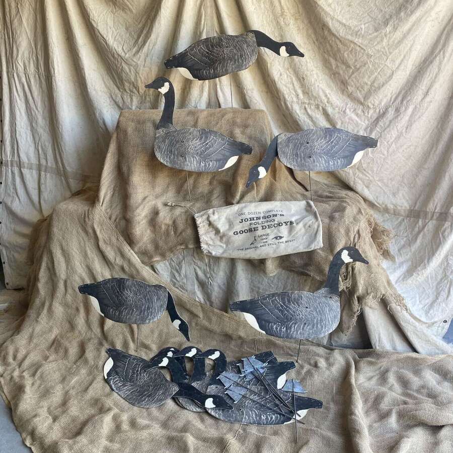A complete set of 1940s vintage American Johnson's folding goose decoys