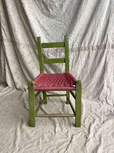 An original 19th century antique Irish painted pine Sugan chair.