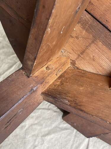 A late 19th century antique Welsh scumble painted pine cricket table