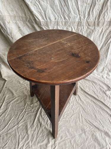 A late 19th century antique Welsh scumble painted pine cricket table