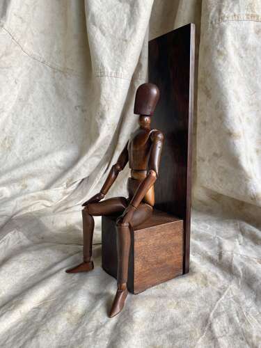 An antique early 20th century Italian wooden artist's articulated lay figure mannequin