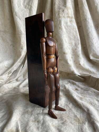 An antique early 20th century Italian wooden artist's articulated lay figure mannequin