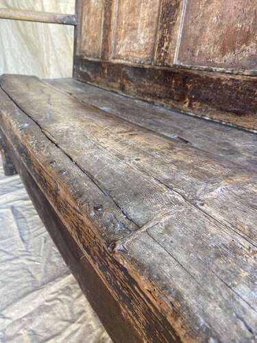A unique Georgian antique pine folk art settle