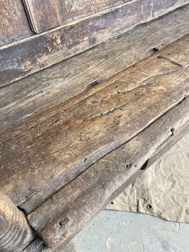 A unique Georgian antique pine folk art settle