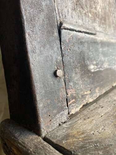 A unique Georgian antique pine folk art settle