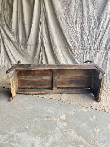 A unique Georgian antique pine folk art settle