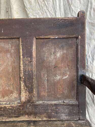 A unique Georgian antique pine folk art settle