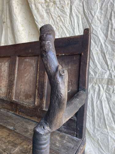 A unique Georgian antique pine folk art settle