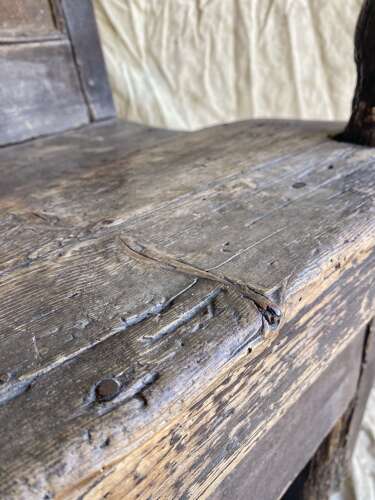 A unique Georgian antique pine folk art settle