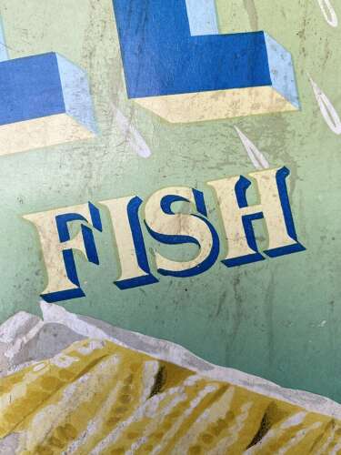 A large vintage English 1960s Ocean Swell fishmonger advertising showcard