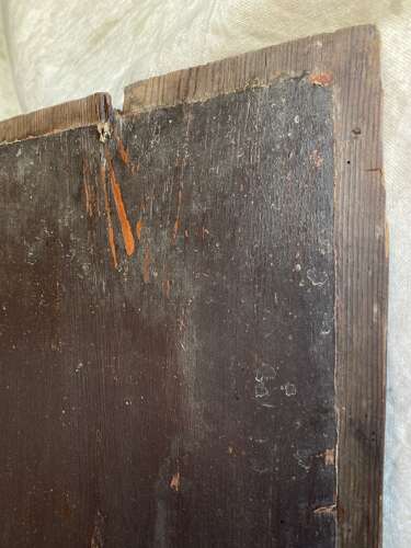 An 18th century antique ecclesiastical painted wooden panel of saint Matthias the Apostle