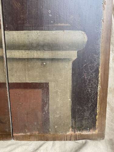 An 18th century antique ecclesiastical painted wooden panel of Saint Andrew the Apostle