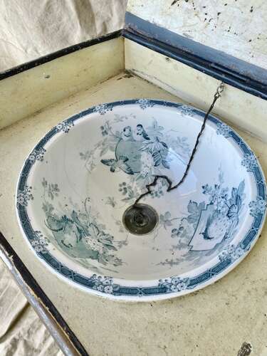 A Victorian antique scumble painted metal campaign washstand