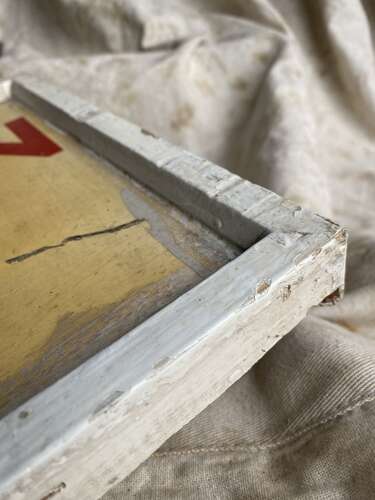 A 1950s vintage hand painted wooden banana factory sign