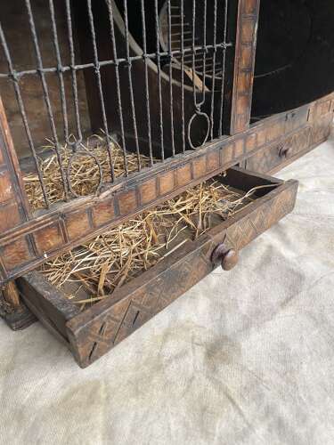 A Victorian naive antique folk art squirrel cage
