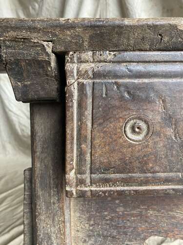 A primitive 18th century antique Spanish oak console table