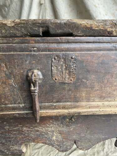 A primitive 18th century antique Spanish oak console table