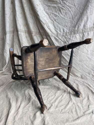 A mid 19th century antique Lincolnshire low stick back Windsor armchair