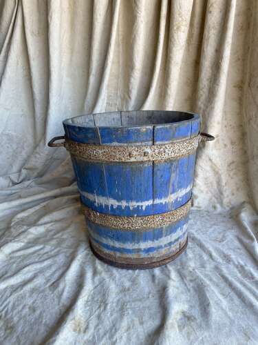 A large rustic Welsh antique coopered bucket
