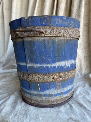 A large rustic Welsh antique coopered bucket
