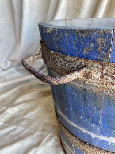 A large rustic Welsh antique coopered bucket