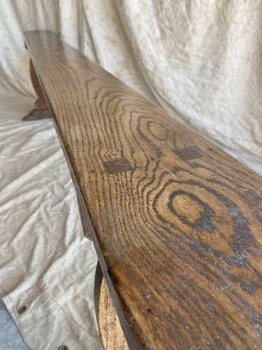 A long early 19th century antique elm bench