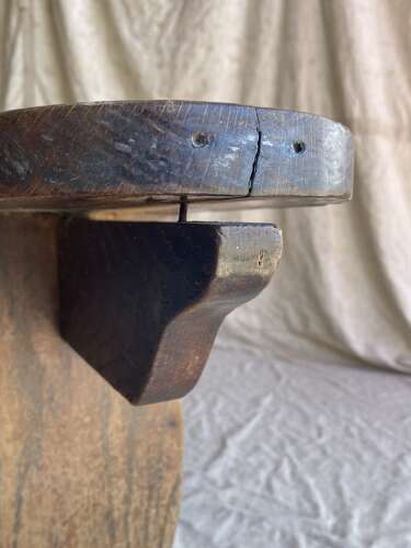 A long early 19th century antique elm bench