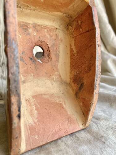A 19th century antique Yorkshire folk art slipware pottery model of a lambing chair