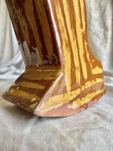 A 19th century antique Yorkshire folk art slipware pottery model of a lambing chair